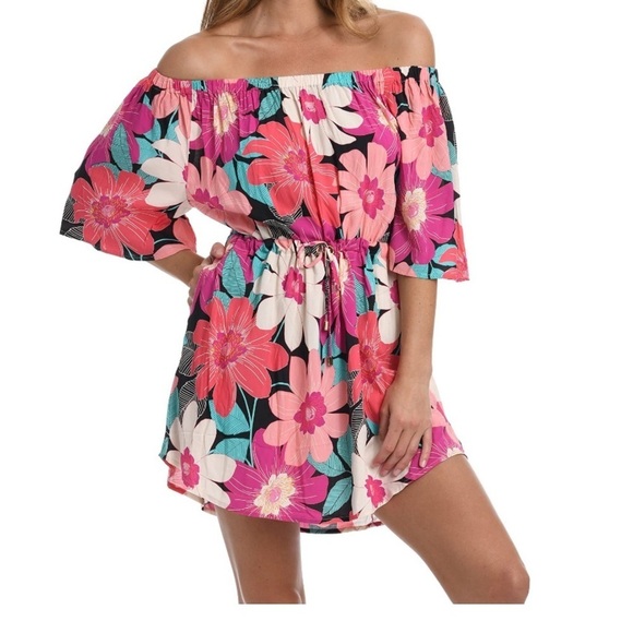 NWT La Blanca Womens Off The Shoulder Cover-up Swimwear Dress - Picture 1 of 12